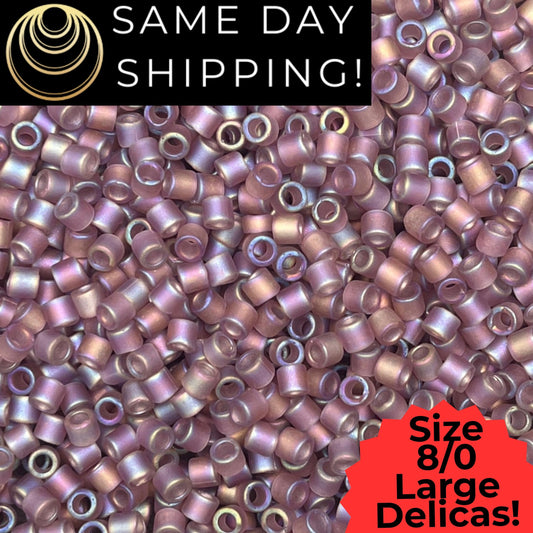 DBL0857 8/0 LARGE Miyuki Delica Beads Matte Transparent Smoky Amethyst AB