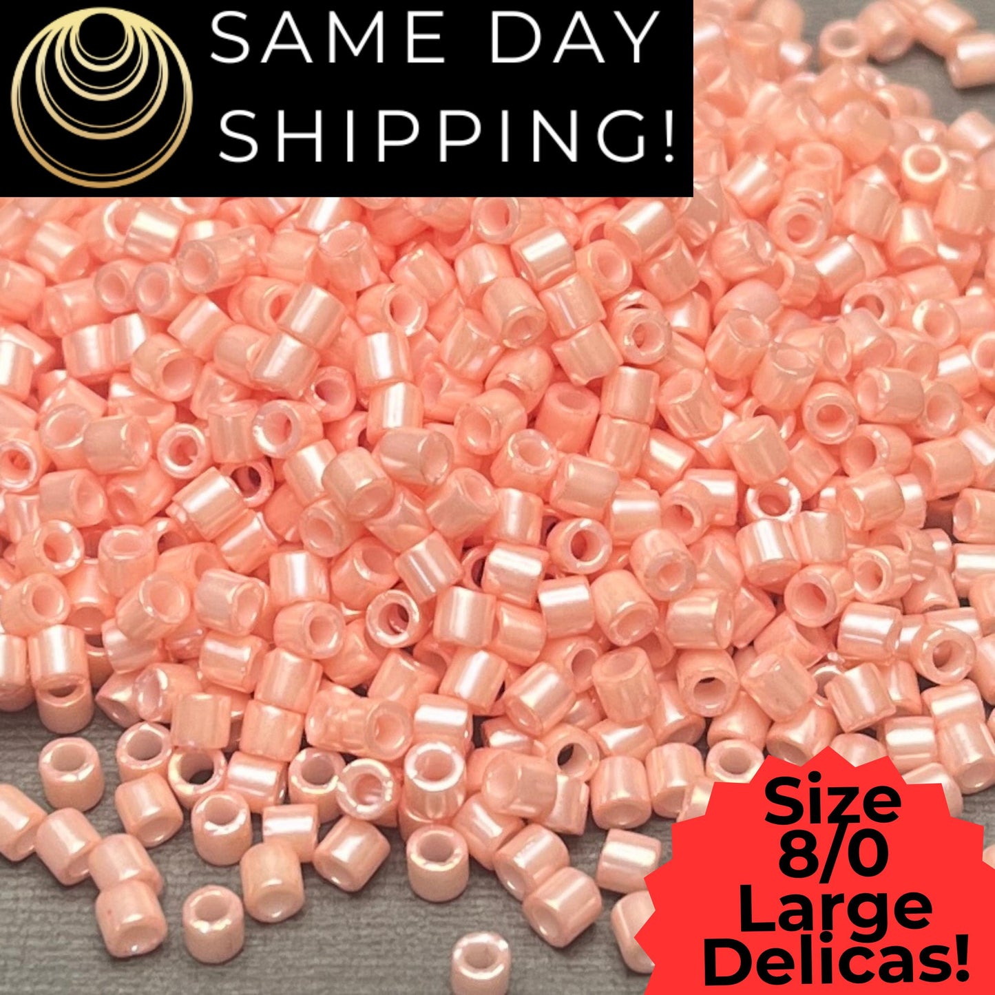 DBL1533 8/0 LARGE Miyuki Delica Beads Opaque Light Salmon Ceylon