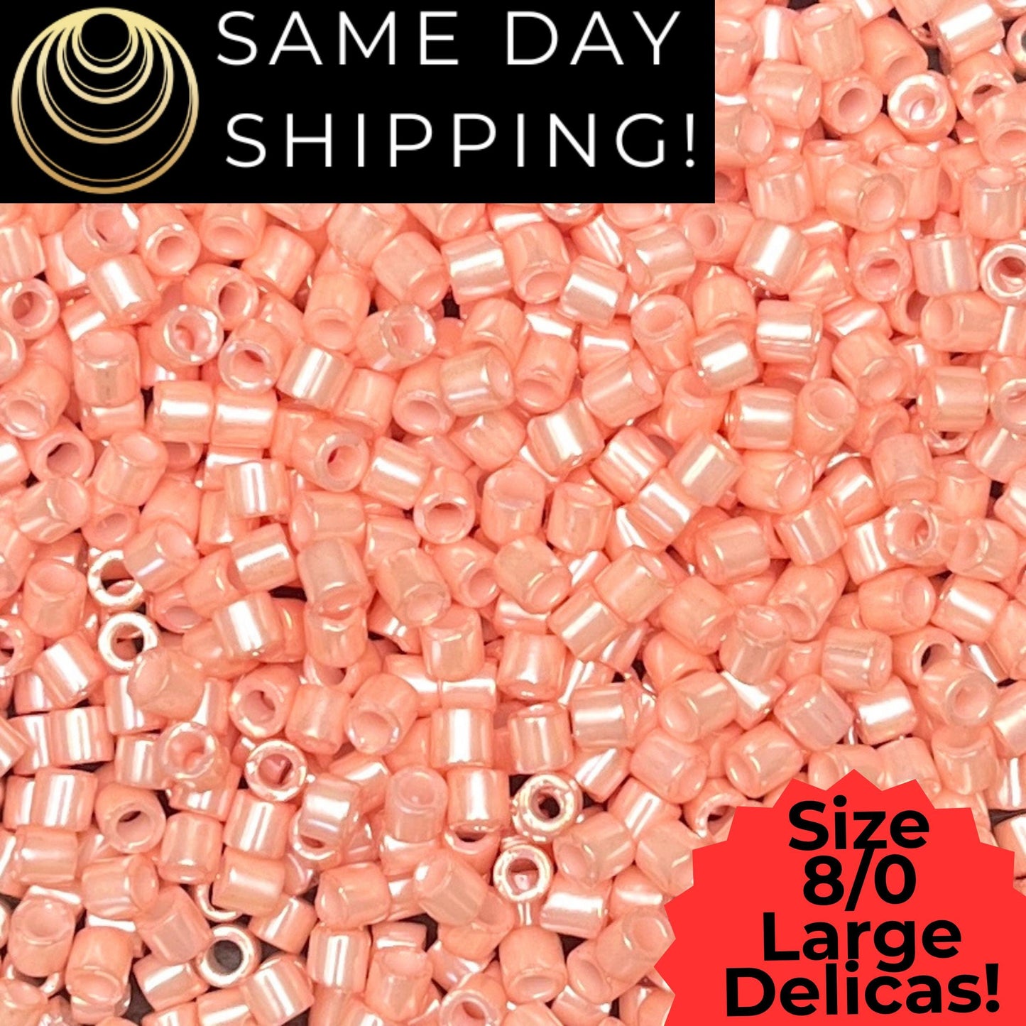 DBL1533 8/0 LARGE Miyuki Delica Beads Opaque Light Salmon Ceylon