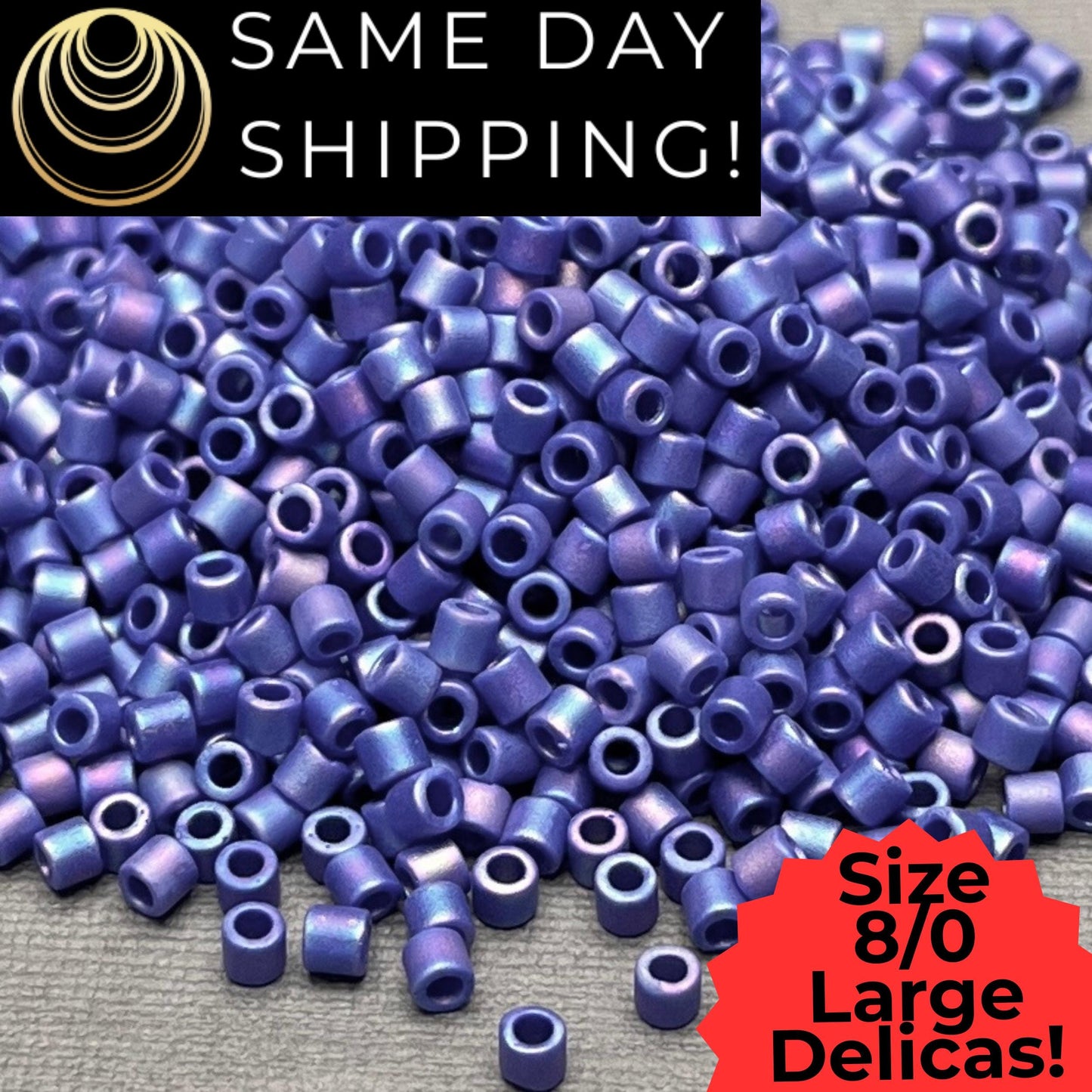 DBL0880 8/0 LARGE Miyuki Delica Beads Matte Opaque Cobalt Blue AB