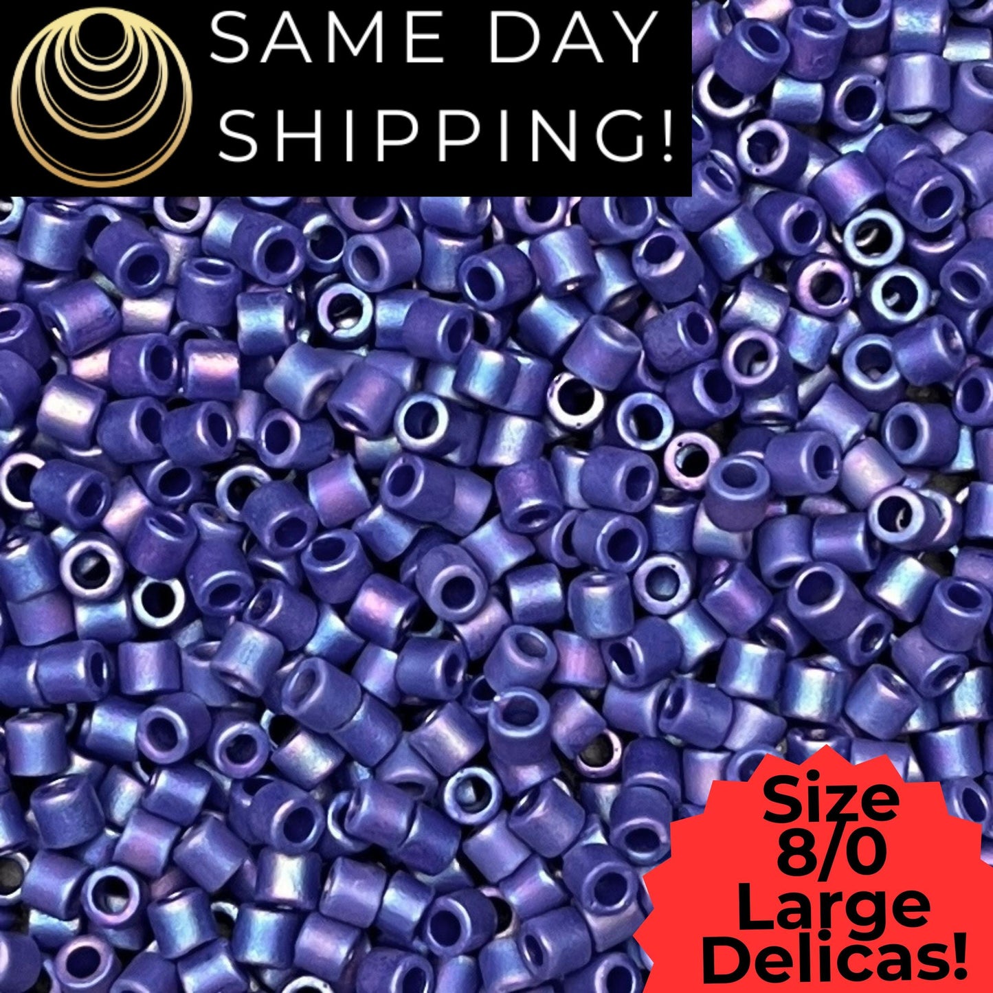DBL0880 8/0 LARGE Miyuki Delica Beads Matte Opaque Cobalt Blue AB