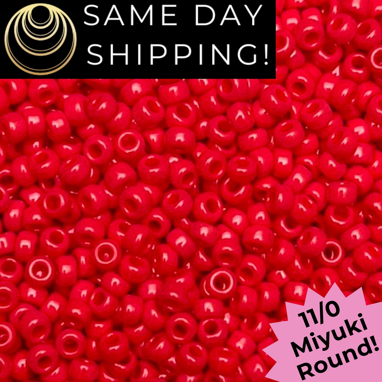 11-0408 11/0 Miyuki Opaque Red Round Rocaille Seed Beads