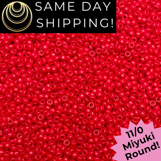 11-0408 11/0 Miyuki Opaque Red Round Rocaille Seed Beads