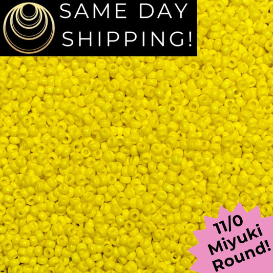 11-0404 11/0 Miyuki Opaque Yellow Round Rocaille Seed Beads