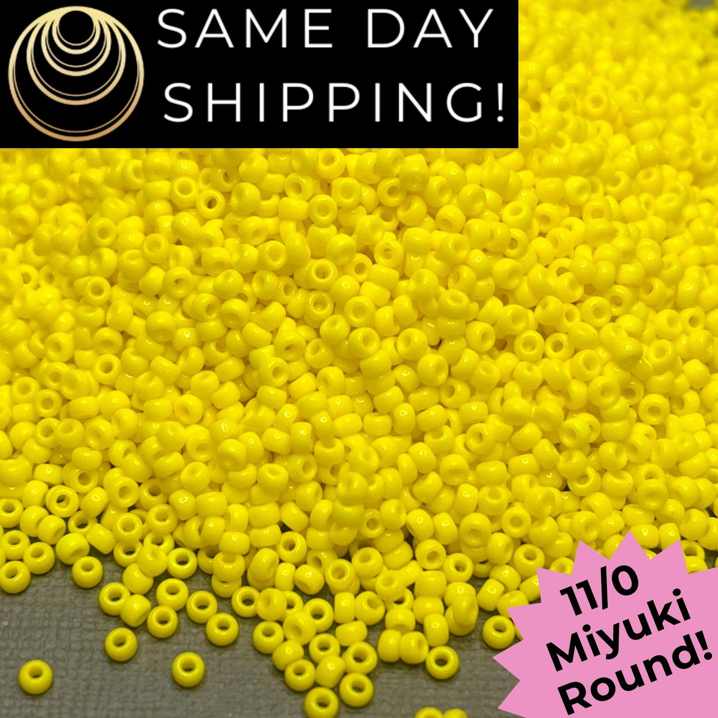 11-0404 11/0 Miyuki Opaque Yellow Round Rocaille Seed Beads