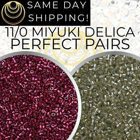 Miyuki Size 11/0 Delica Beads, 2 Color Set DB0120 & DB2378