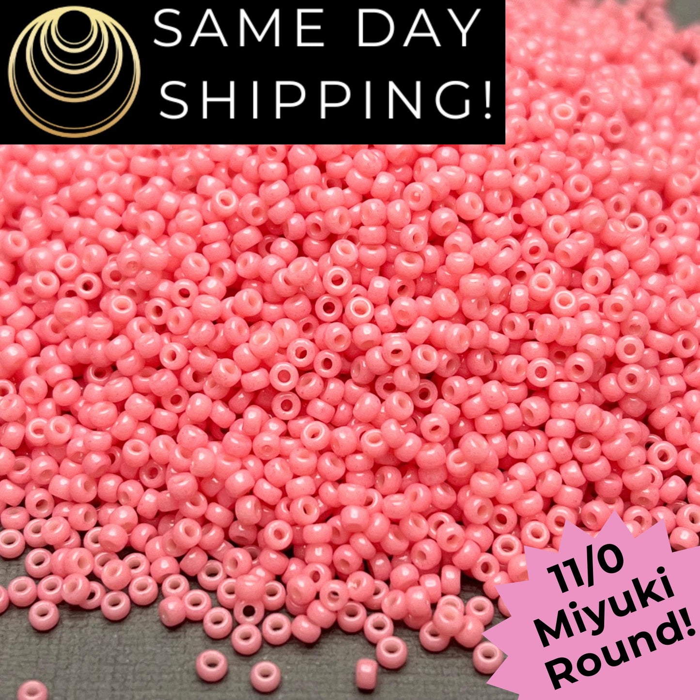 11-4465 11/0 Miyuki Round Seed Beads Duracoat Dyed Opaque Guava