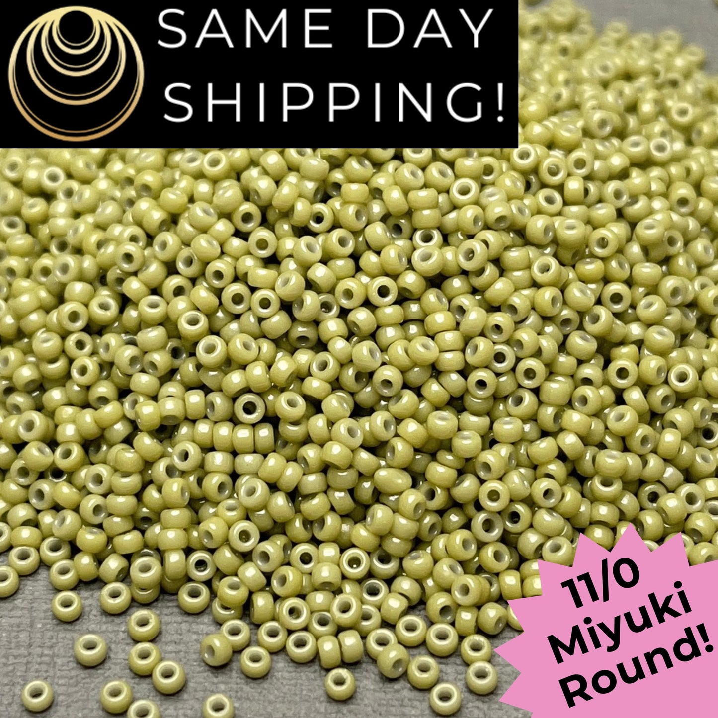11-4474 11/0 Miyuki Round Seed Beads Duracoat Dyed Opaque Cactus