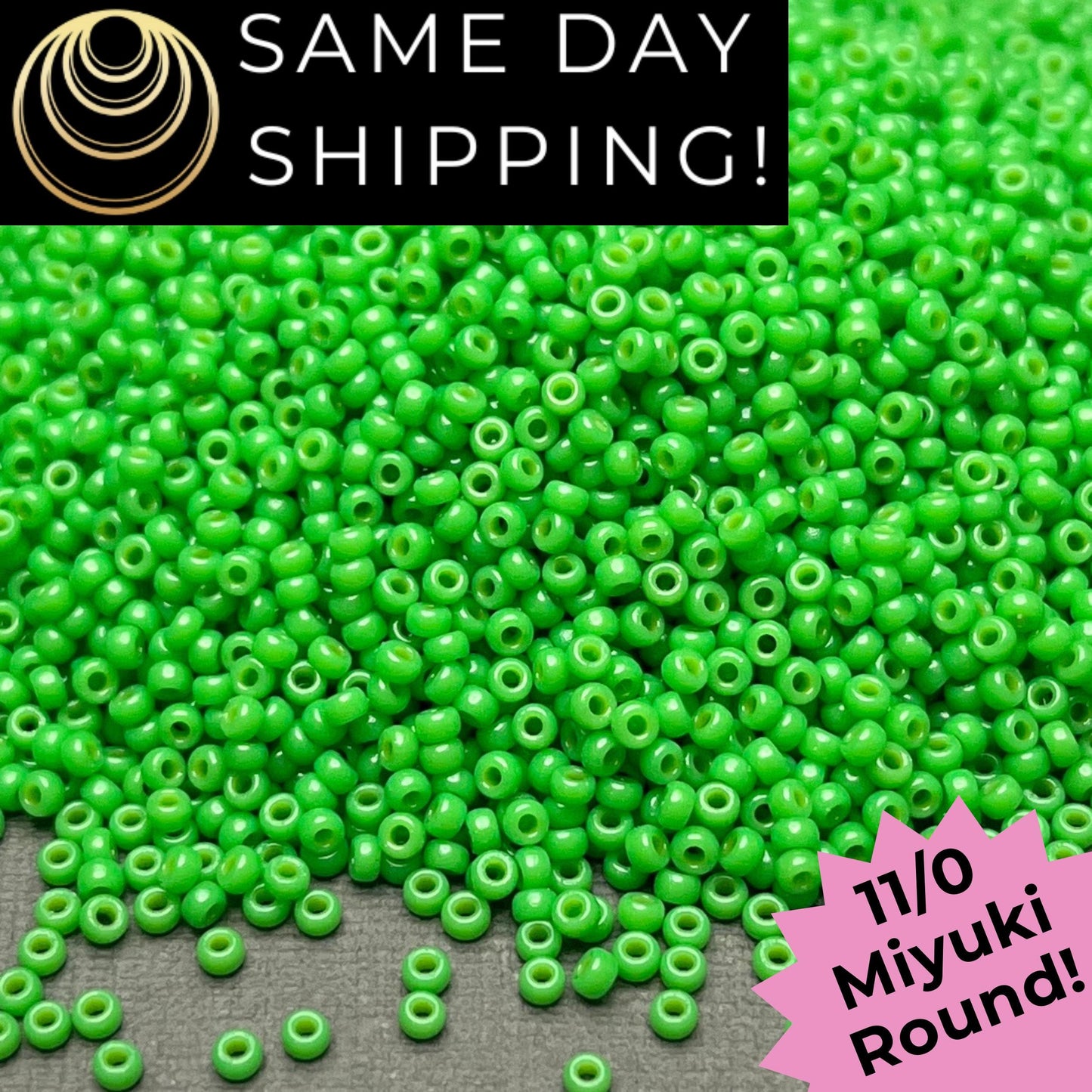 11-4476 11/0 Miyuki Duracoat Opaque Dyed Fiji Green Round Seed Beads