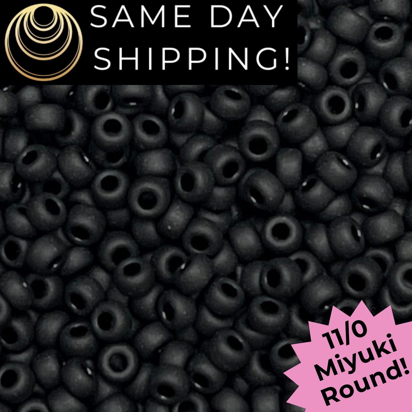 11-0401F 11/0 Miyuki Round Seed Beads Matte Black