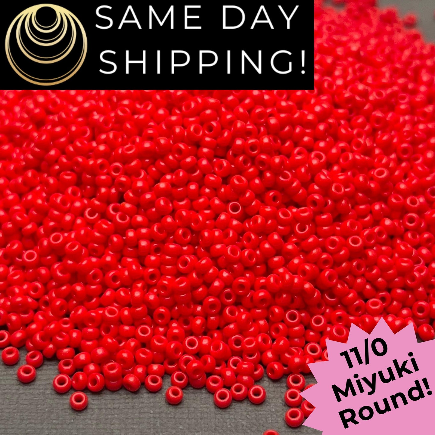 11-0407 11/0 Miyuki Opaque Vermillion Red Round Rocaille Seed Beads