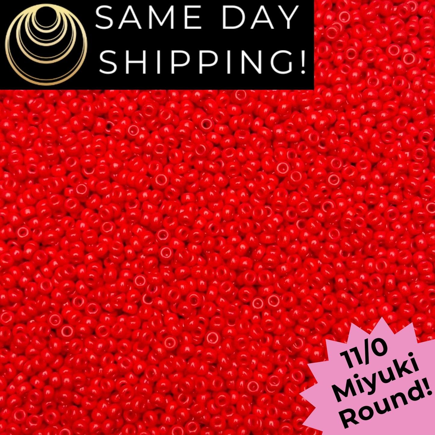11-0407 11/0 Miyuki Opaque Vermillion Red Round Rocaille Seed Beads