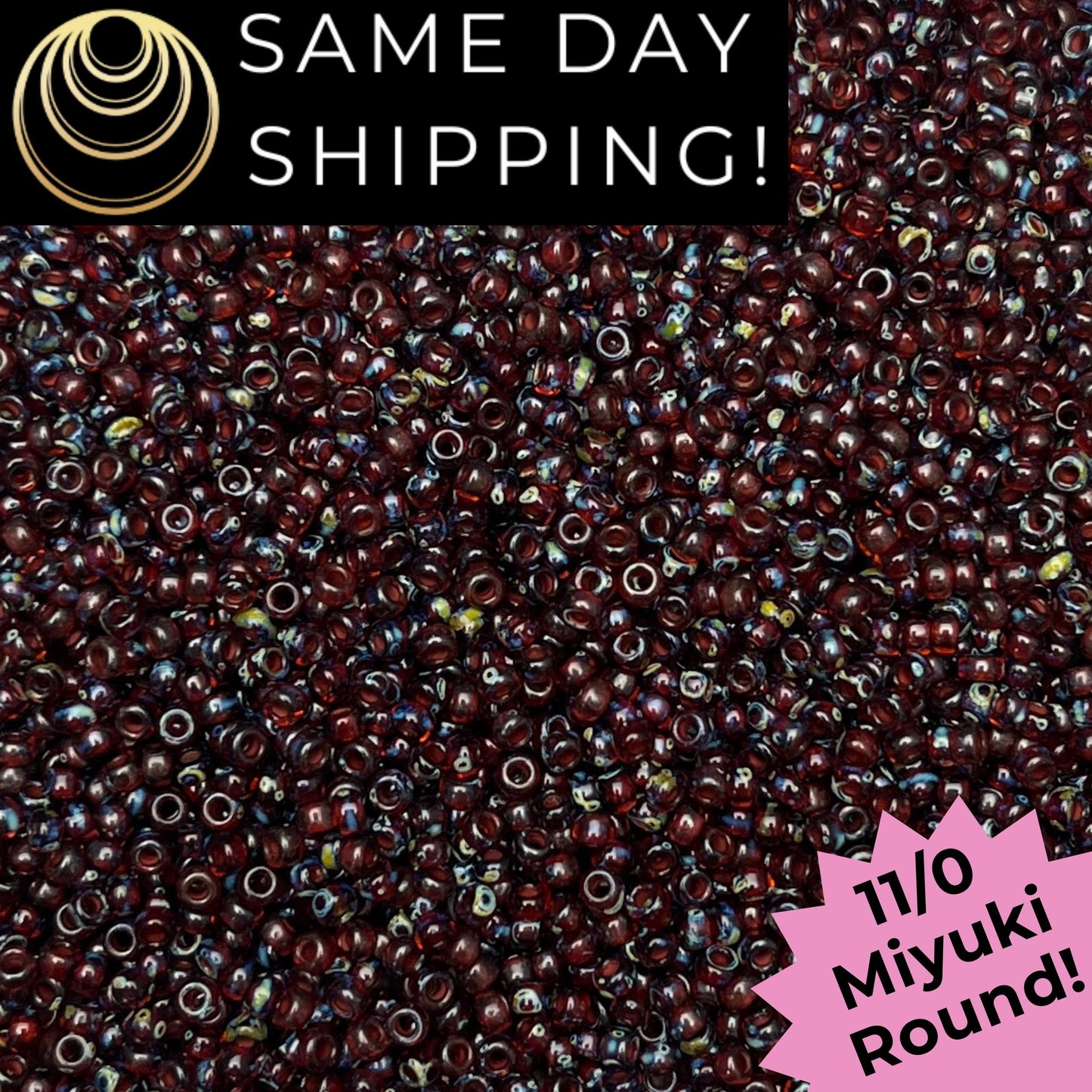 11-4503 11/0 Miyuki Round Transparent Picasso Red Brown Seed Beads