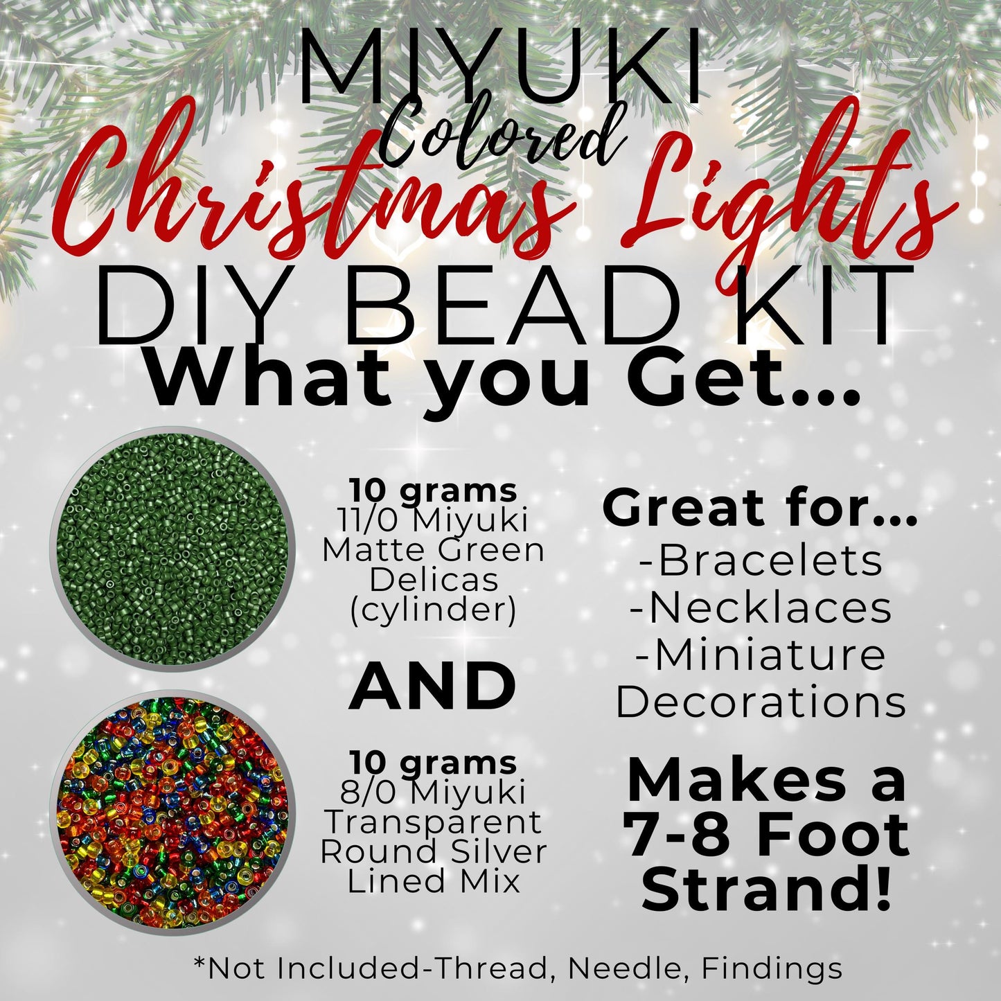 Miyuki Christmas Light Strand DIY Beading Kit