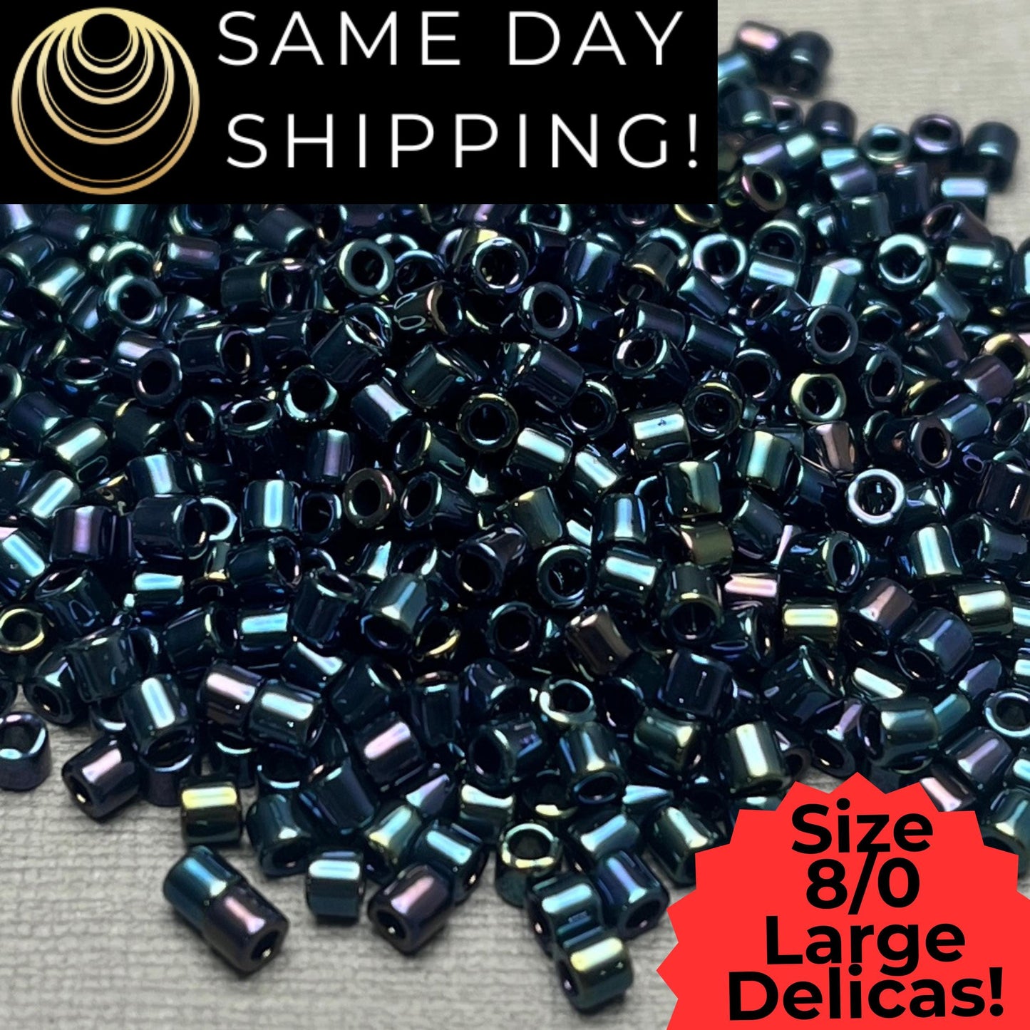 DBL0002 8/0 LARGE Miyuki Delica Beads Metallic Midnight Blue AB