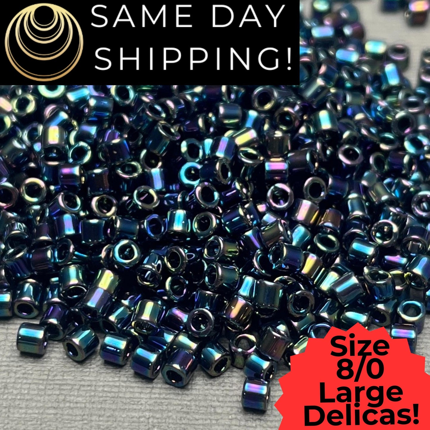 DBL0005 8/0 LARGE Miyuki Delica Beads Metallic Blue AB