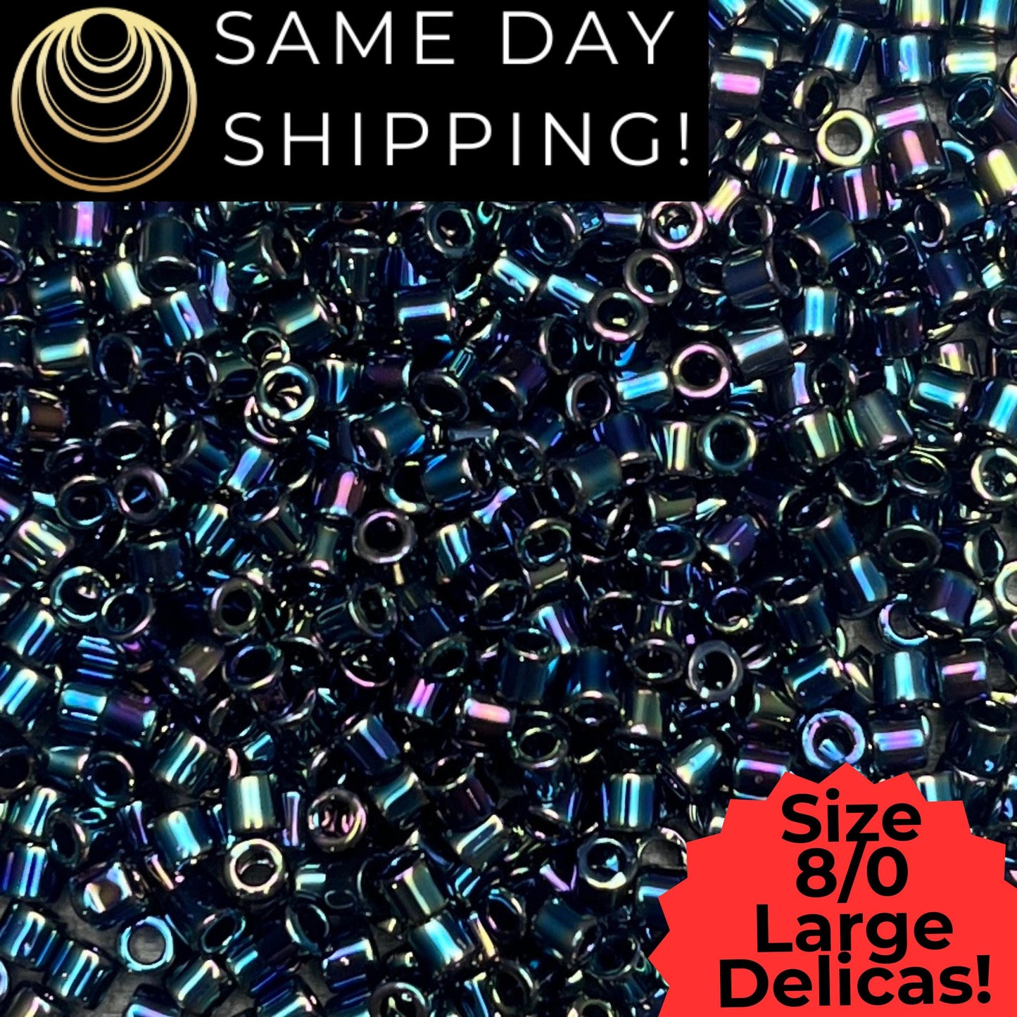 DBL0005 8/0 LARGE Miyuki Delica Beads Metallic Blue AB