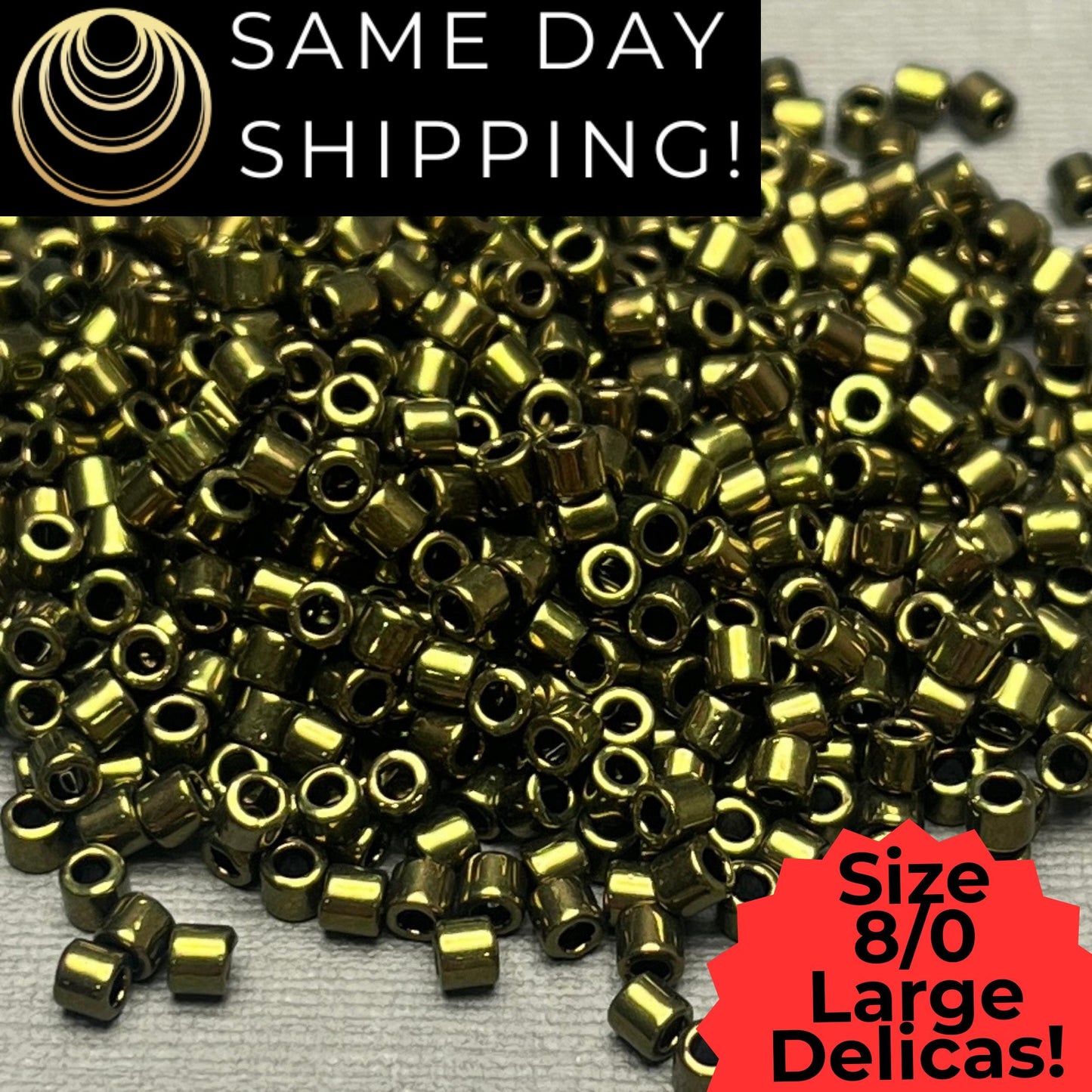 DBL0011 8/0 LARGE Miyuki Delica Beads Metallic Olive Green