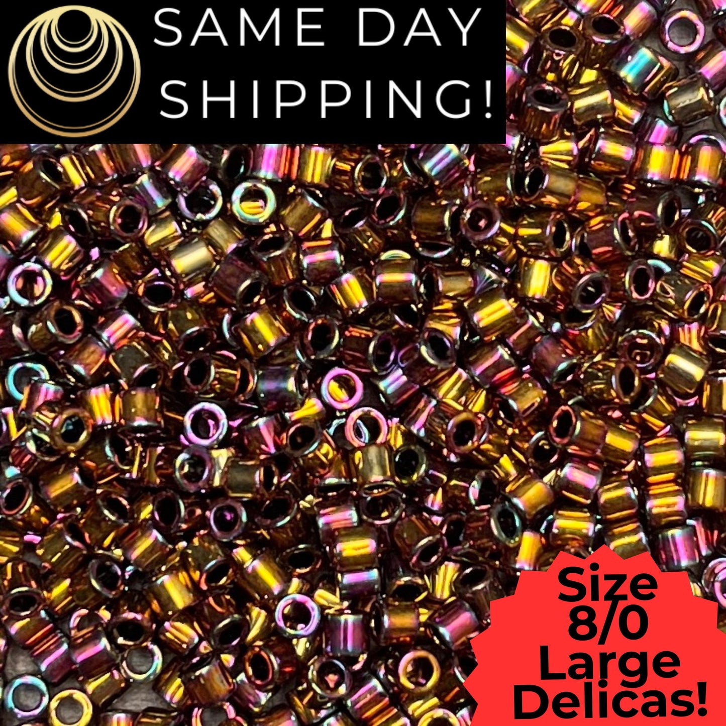 DBL0023 8/0 LARGE Miyuki Delica Beads Metallic Light Bronze Rainbow