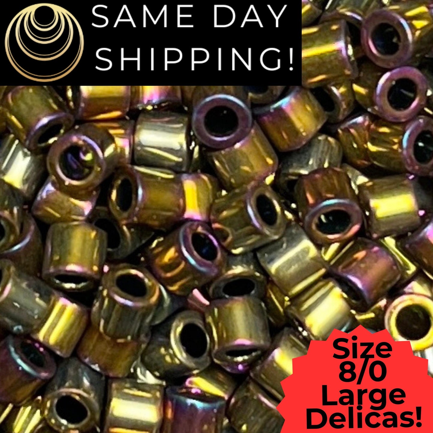 DBL0029 8/0 LARGE Miyuki Delica Beads Metallic Nickel Plated Golden Rainbow