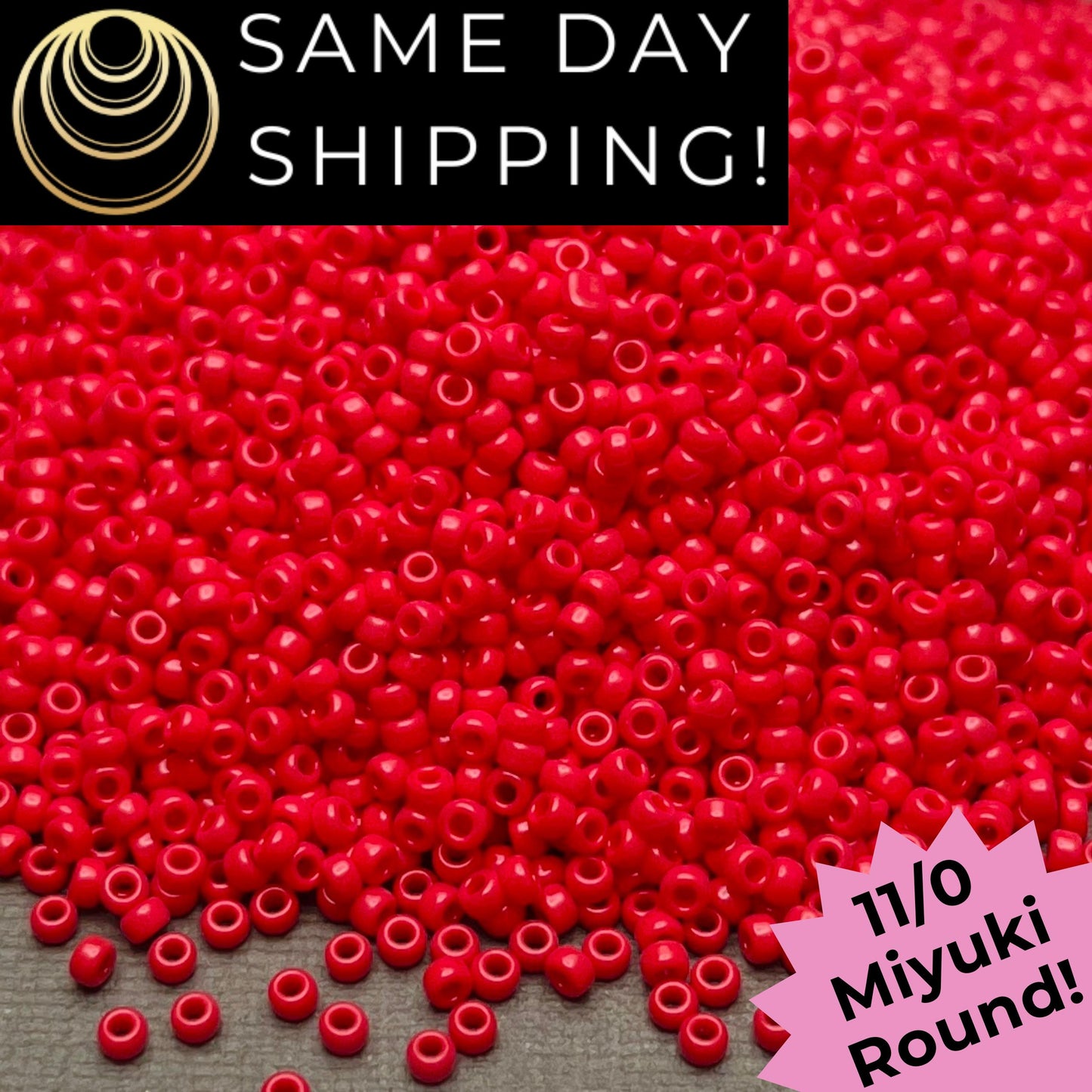 11-0408 11/0 Miyuki Opaque Red Round Rocaille Seed Beads