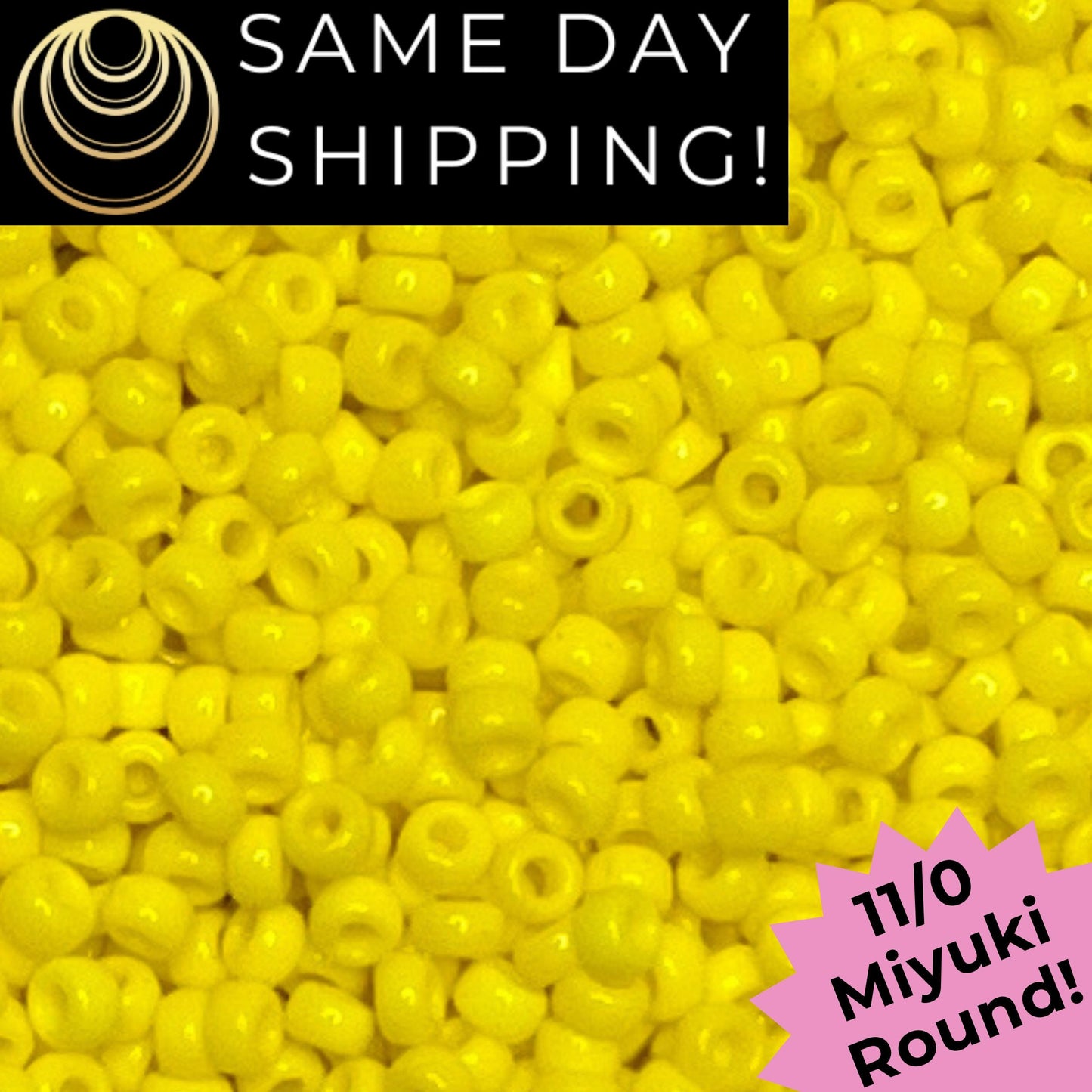 11-0404 11/0 Miyuki Opaque Yellow Round Rocaille Seed Beads
