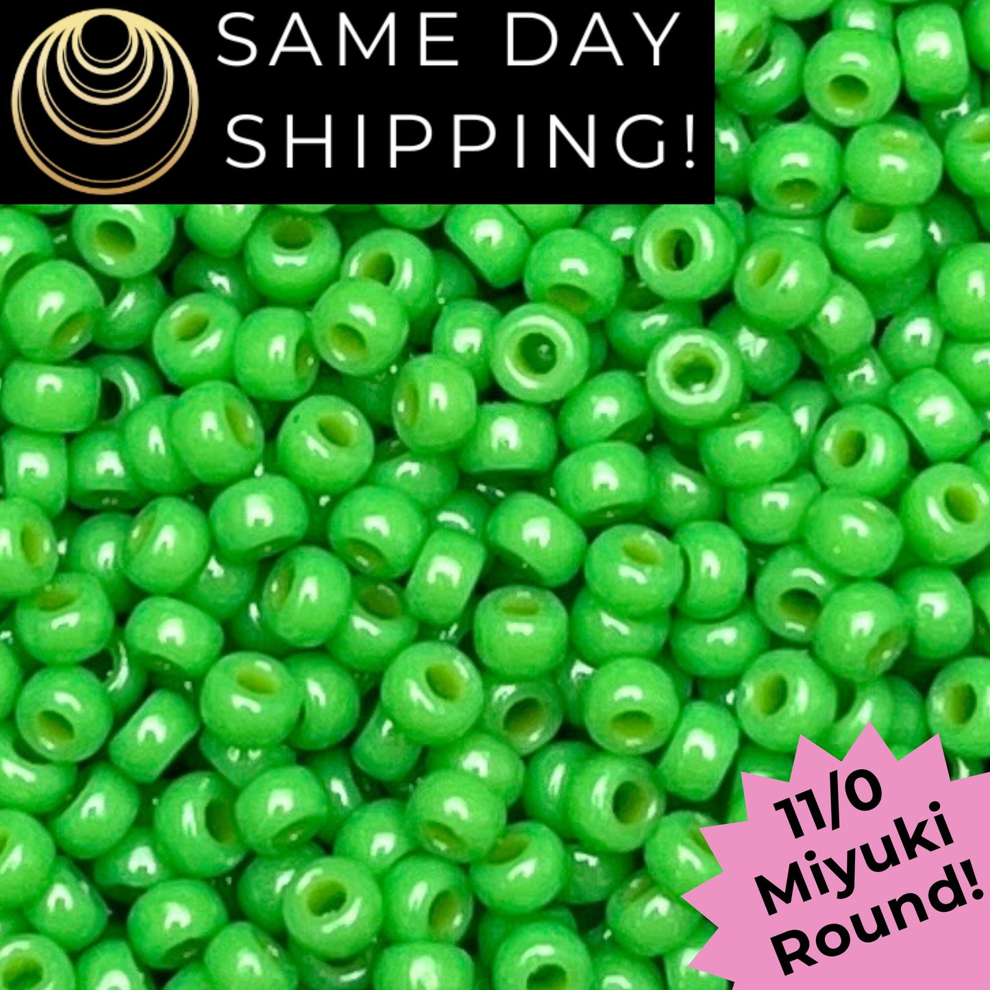 11-4476 11/0 Miyuki Duracoat Opaque Dyed Fiji Green Round Seed Beads