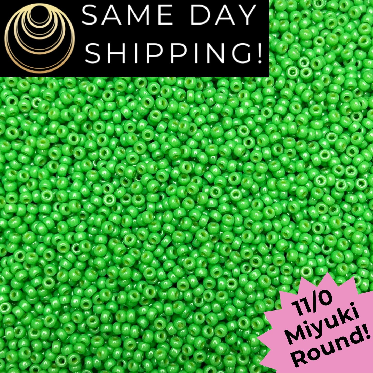 11-4476 11/0 Miyuki Duracoat Opaque Dyed Fiji Green Round Seed Beads