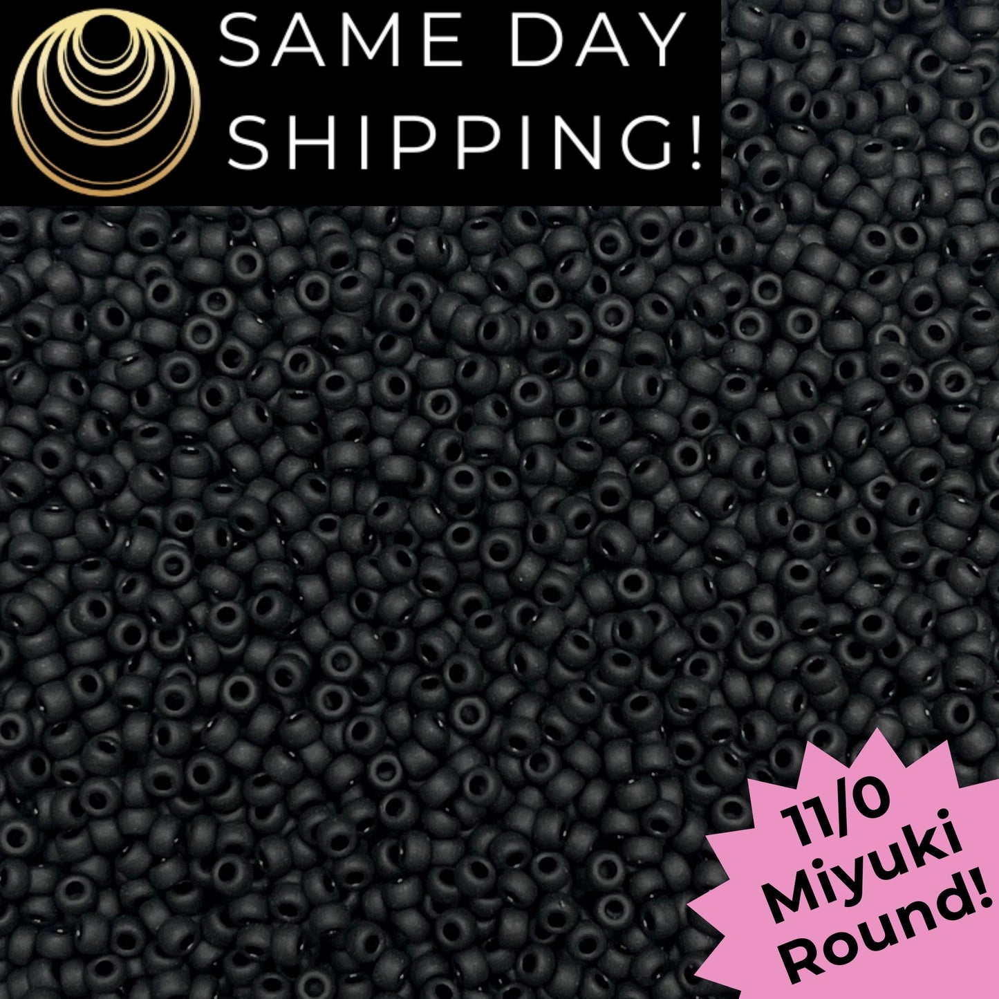 11-0401F 11/0 Miyuki Round Seed Beads Matte Black
