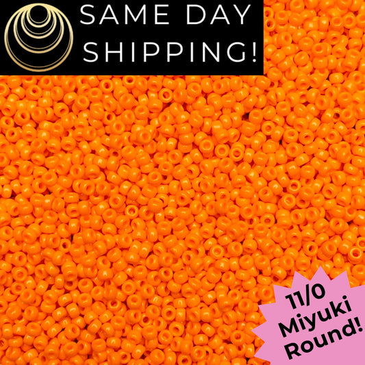 11-0405 11/0 Miyuki Opaque Tangerine Orange Round Rocaille Seed Beads