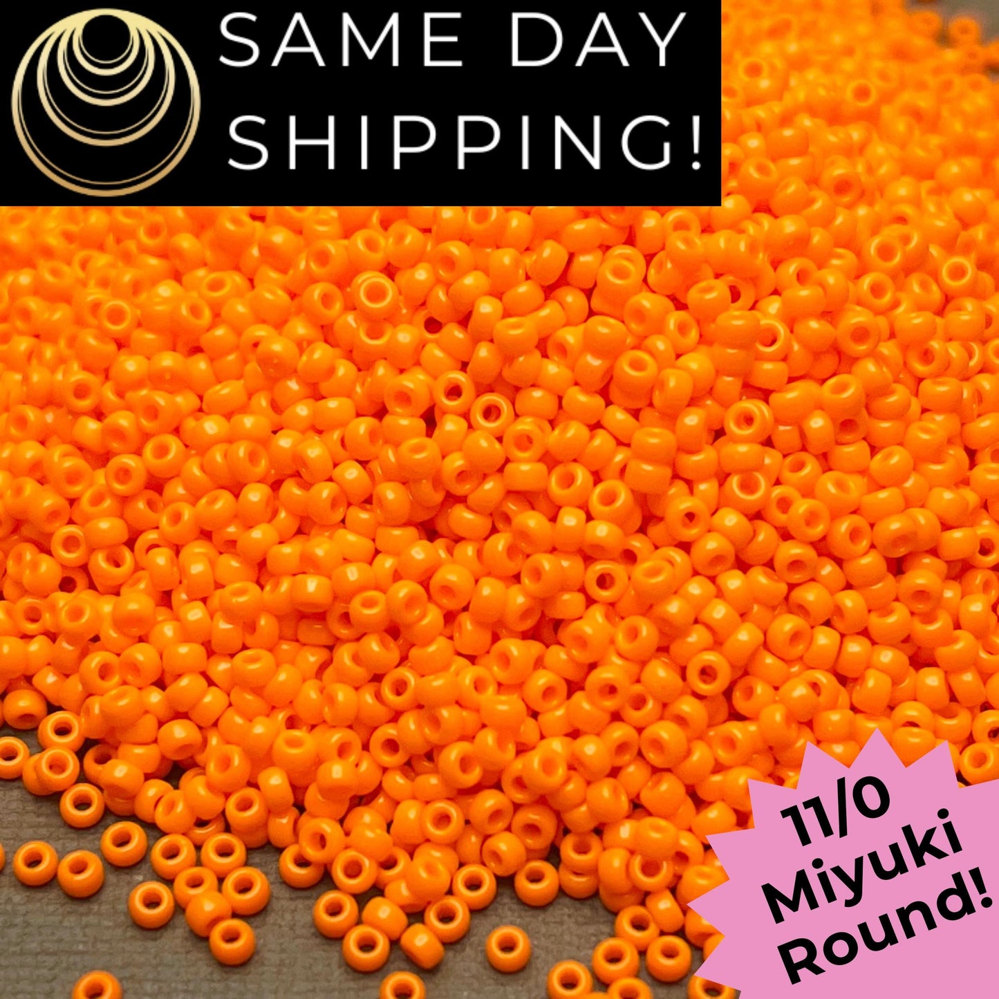 11-0405 11/0 Miyuki Opaque Tangerine Orange Round Rocaille Seed Beads