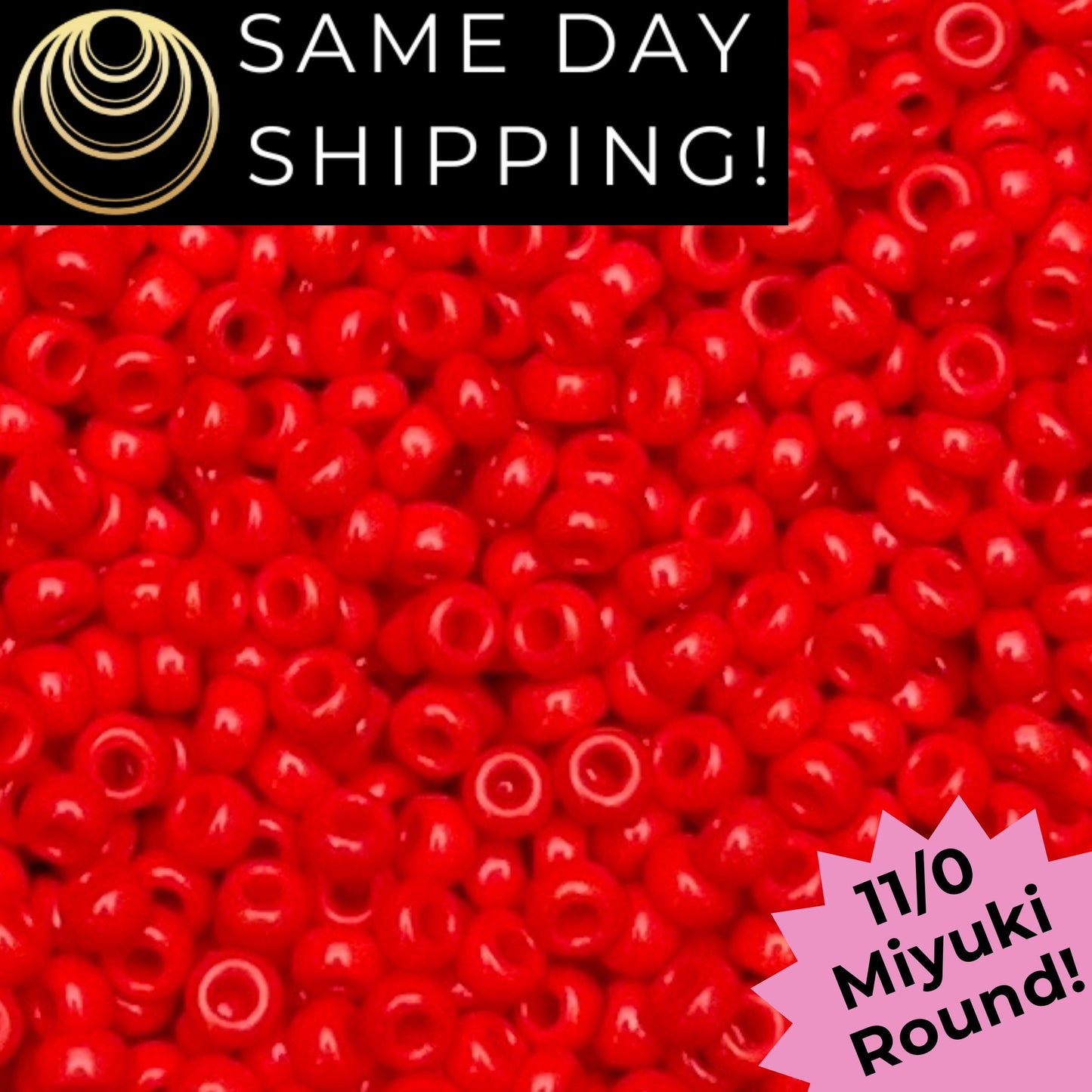 11-0407 11/0 Miyuki Opaque Vermillion Red Round Rocaille Seed Beads