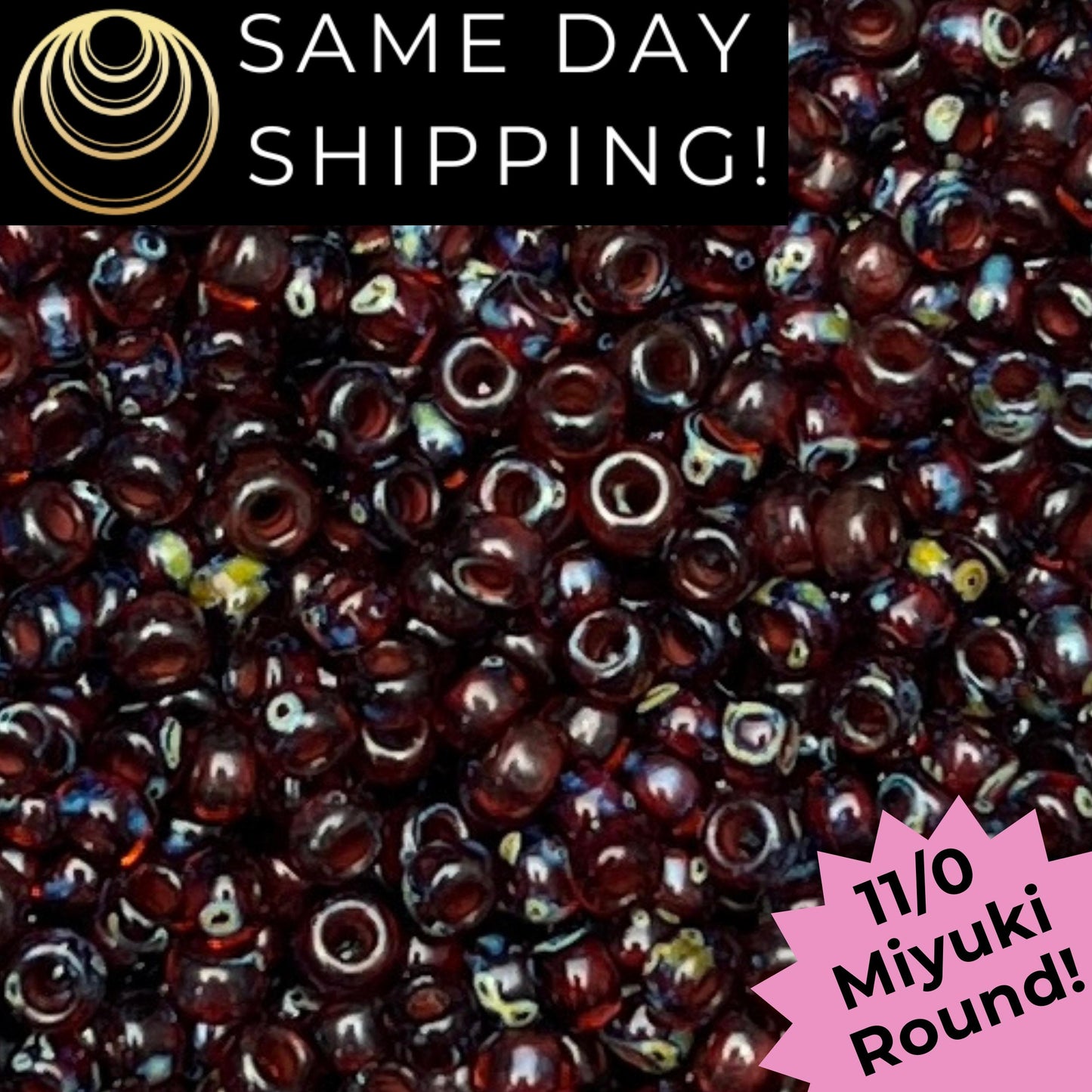 11-4503 11/0 Miyuki Round Transparent Picasso Red Brown Seed Beads