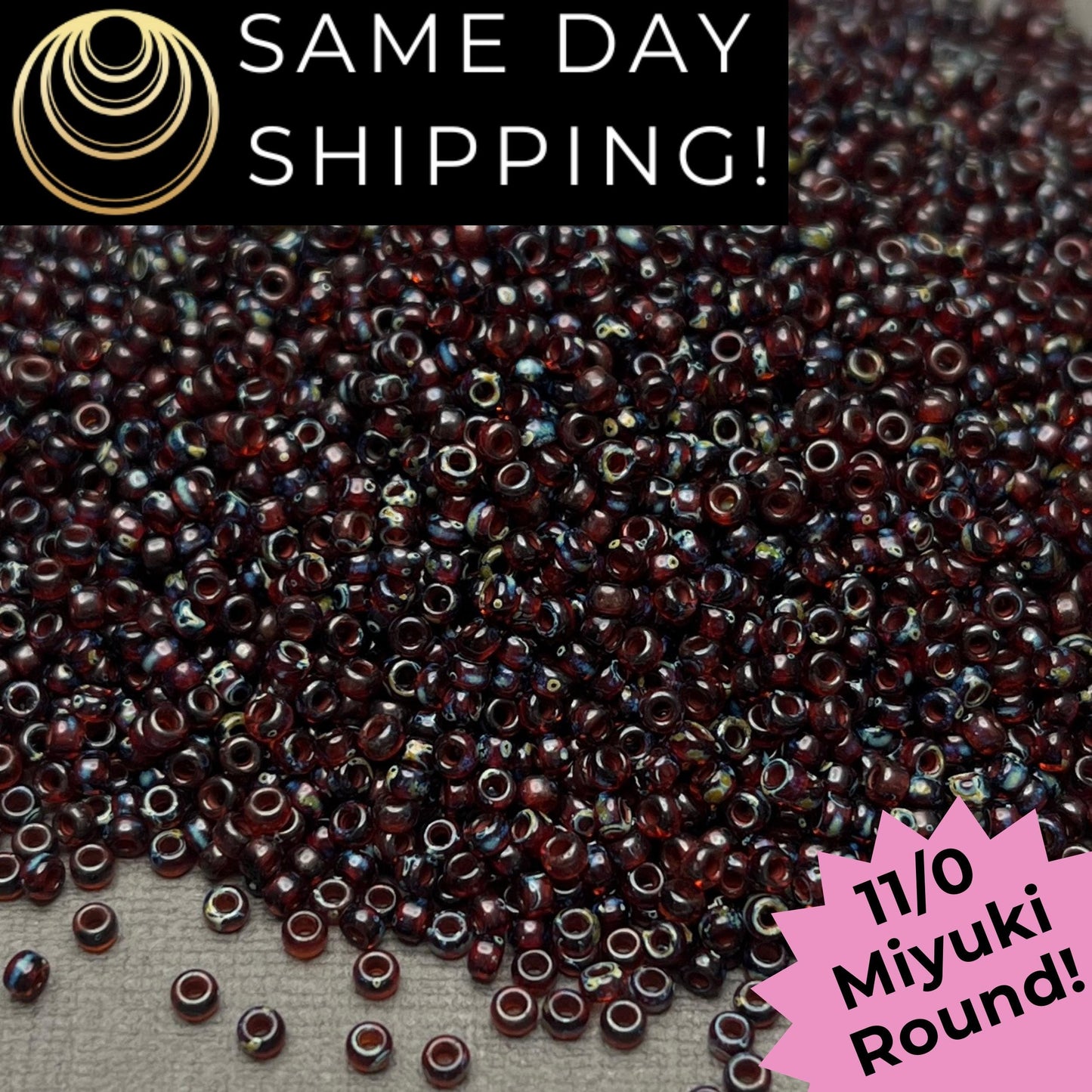 11-4503 11/0 Miyuki Round Transparent Picasso Red Brown Seed Beads