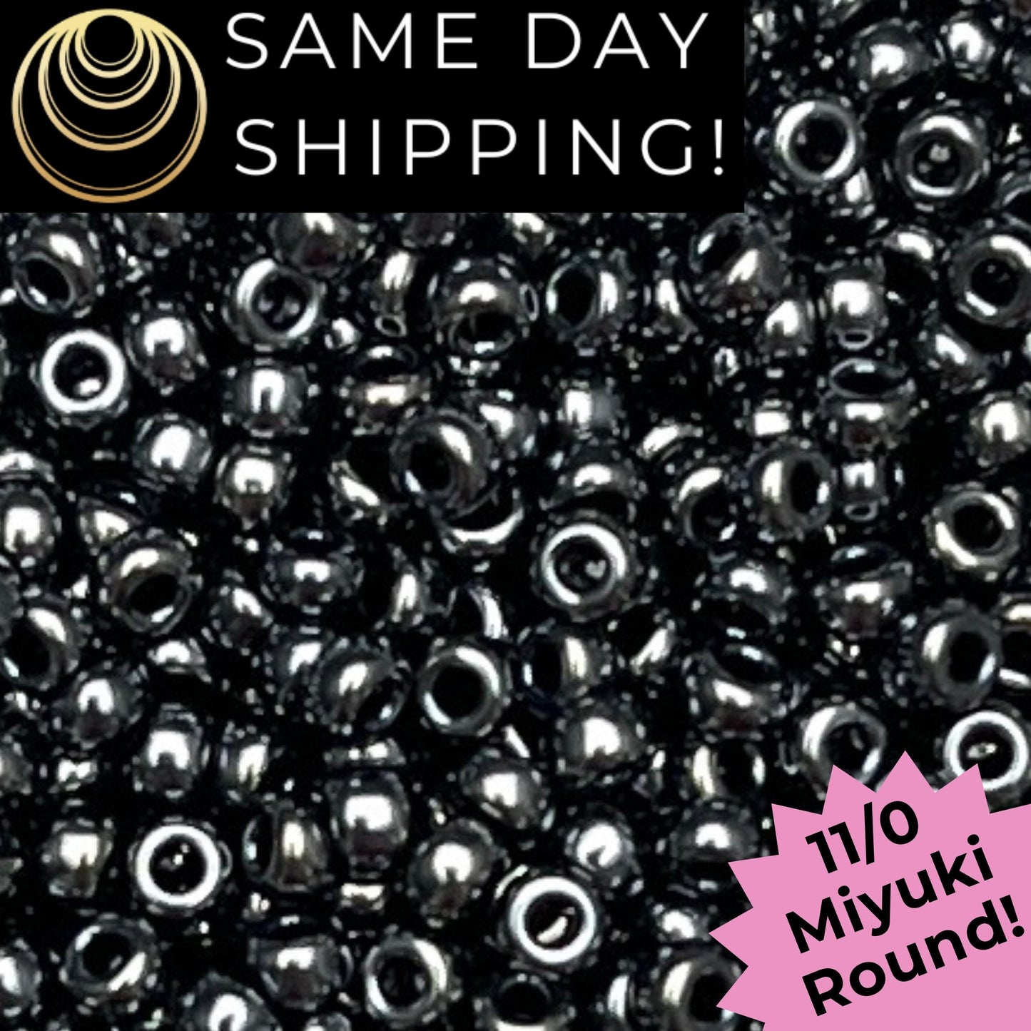 11-0451 11/0 Miyuki Round Seed Beads Metallic Gunmetal