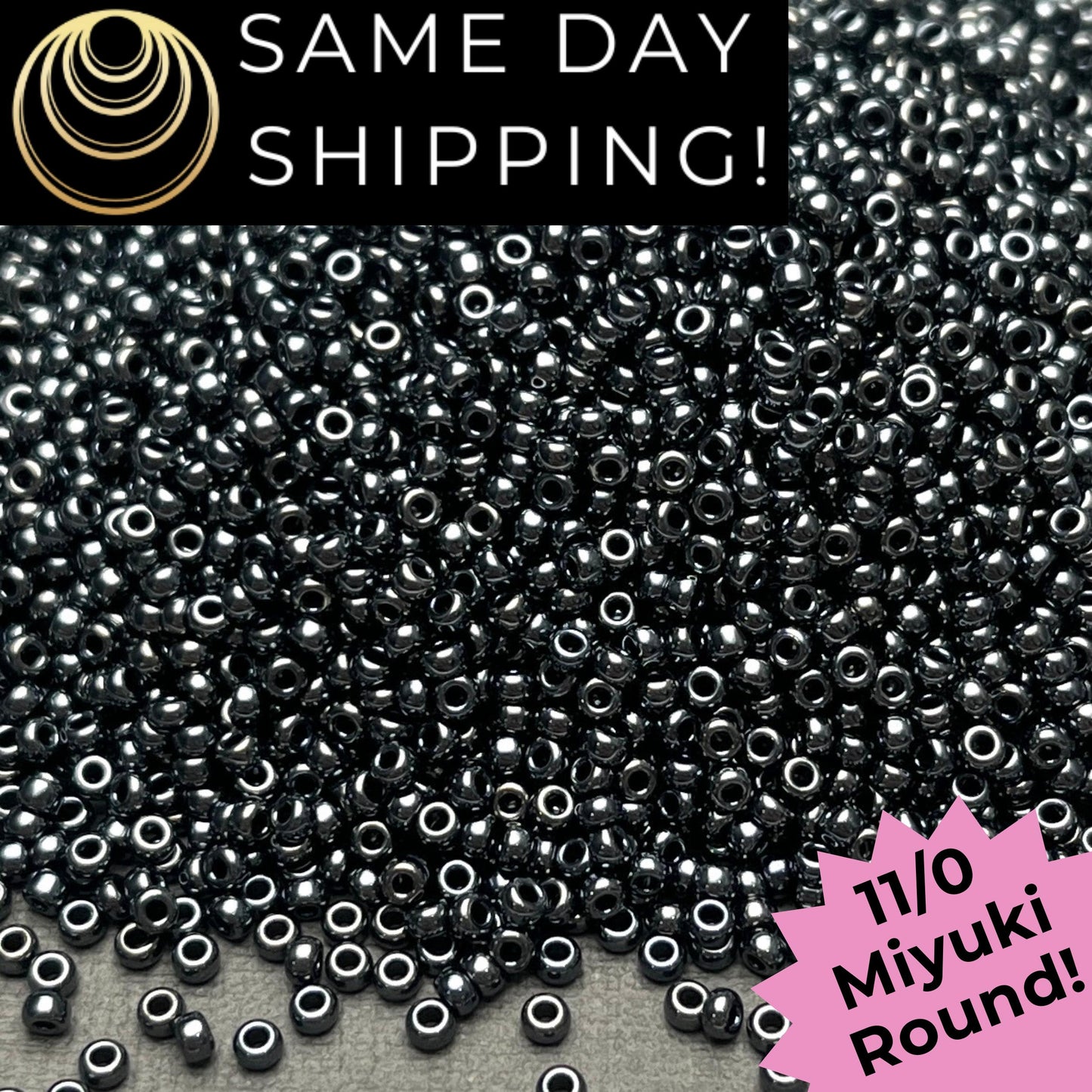 11-0451 11/0 Miyuki Round Seed Beads Metallic Gunmetal