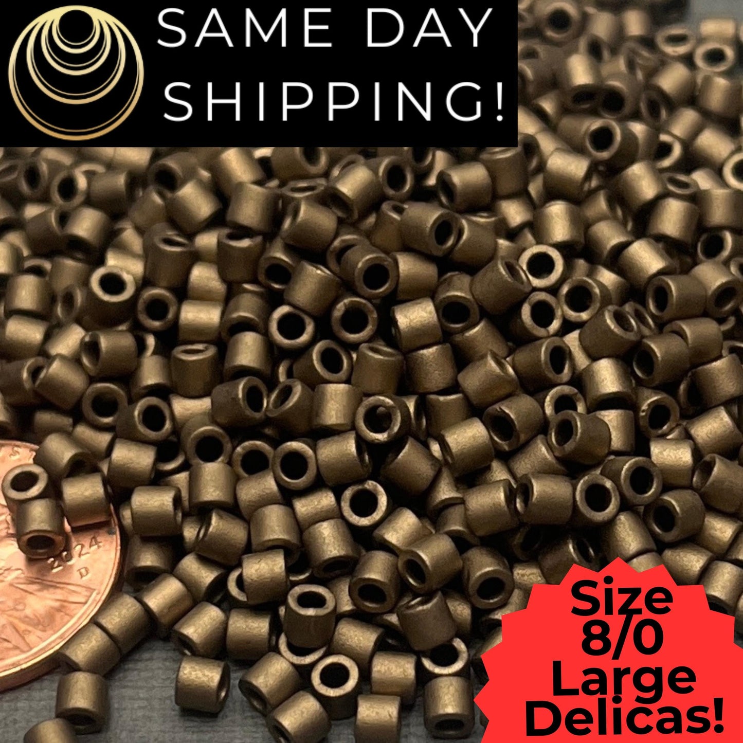 DBL0322 8/0 LARGE Miyuki Delica Beads Matte Metallic Dark Bronze