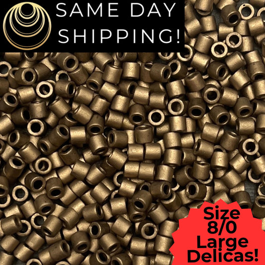 DBL0322 8/0 LARGE Miyuki Delica Beads Matte Metallic Dark Bronze
