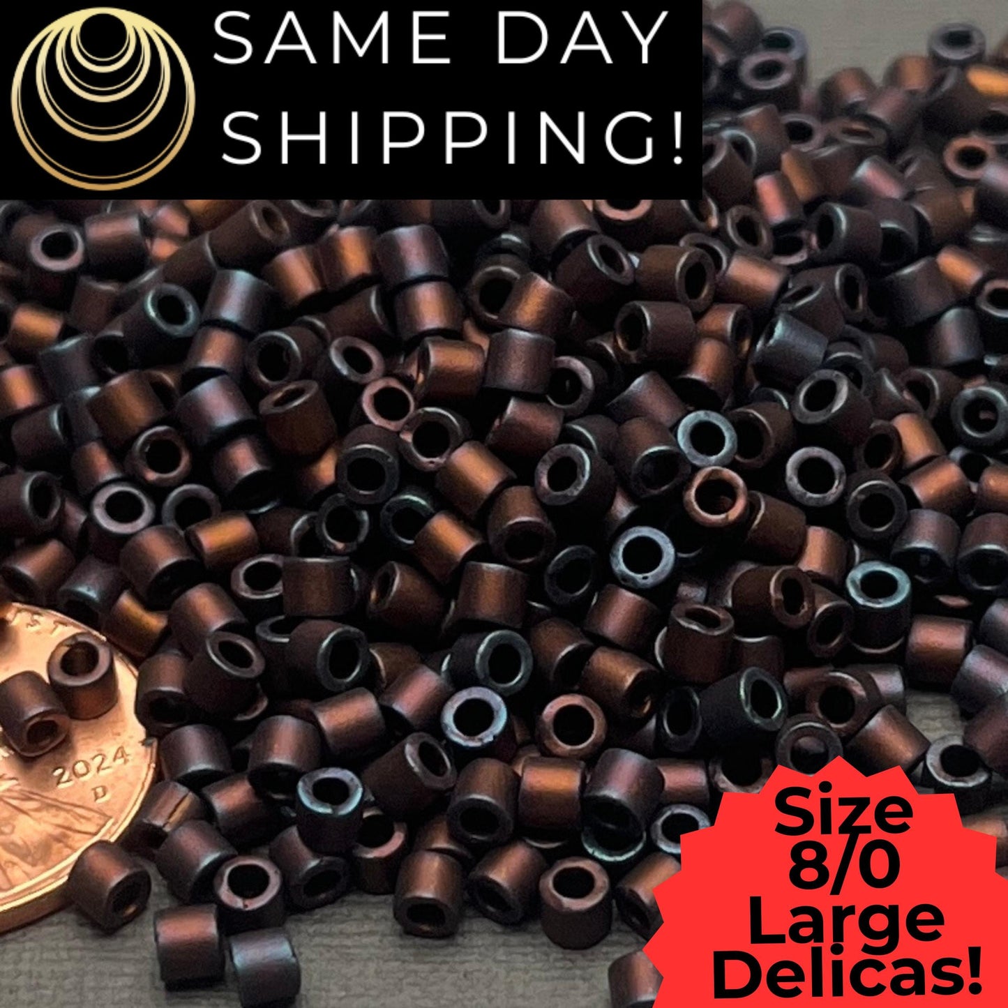 DBL0323 8/0 LARGE Miyuki Delica Beads Matte Metallic Copper Iris