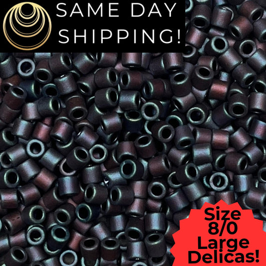 DBL0325 8/0 LARGE Miyuki Delica Beads Matte Metallic Blue Iris