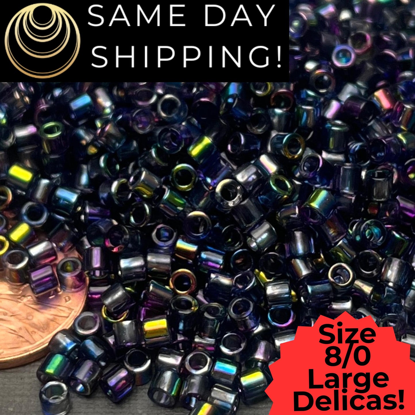 DBL2206 8/0 LARGE Miyuki Delica Beads Transparent Magic Blue