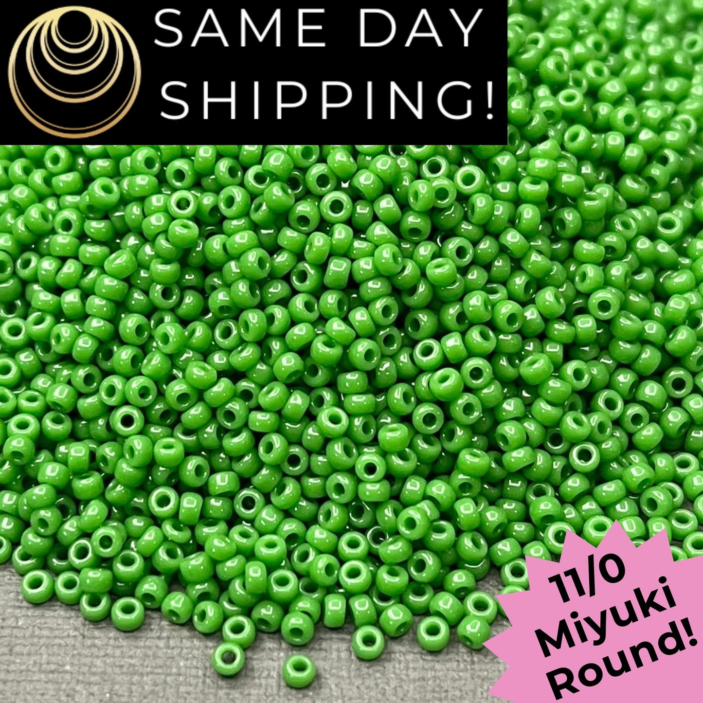 11-0411 11/0 Miyuki Opaque Green Round Rocaille Seed Beads