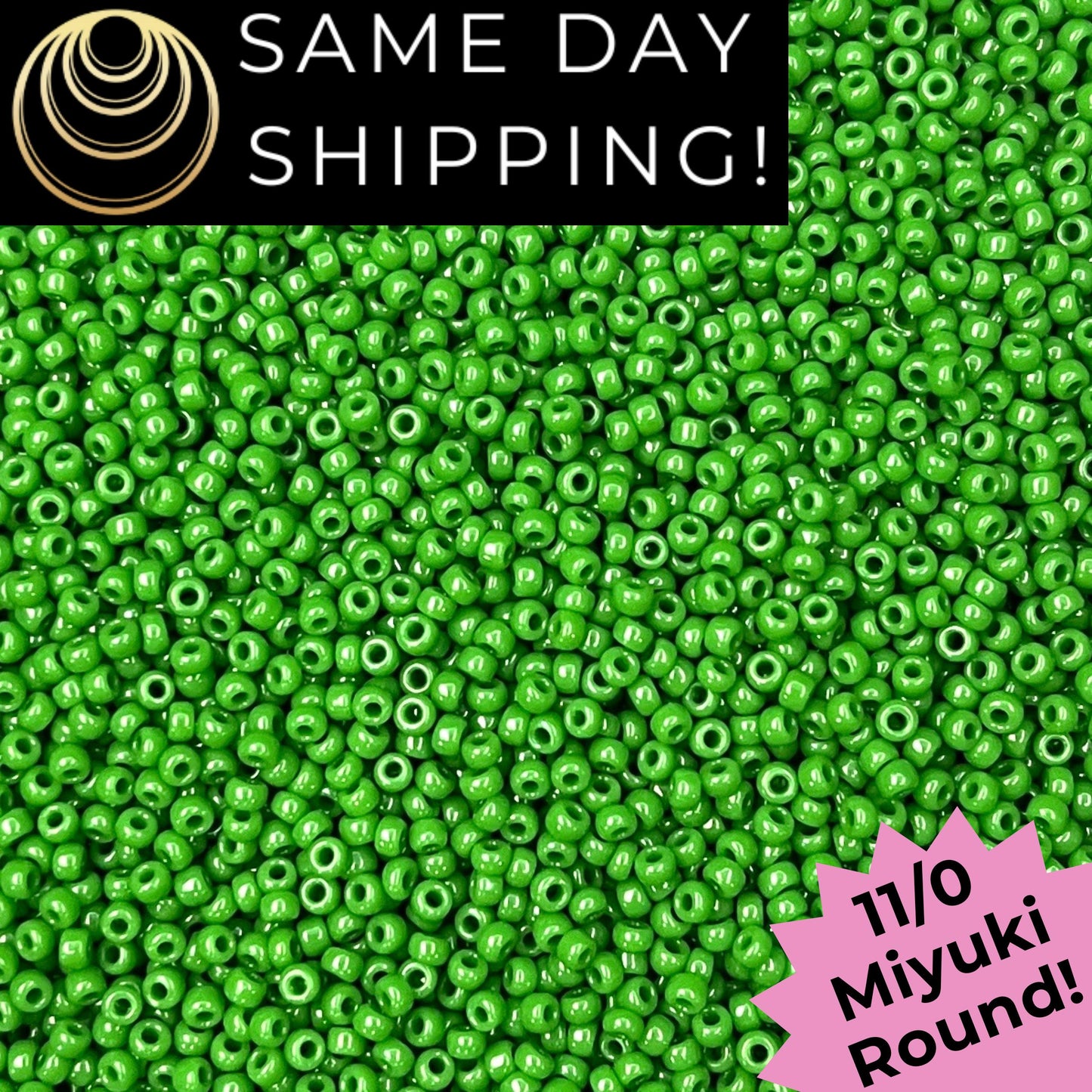 11-0411 11/0 Miyuki Opaque Green Round Rocaille Seed Beads