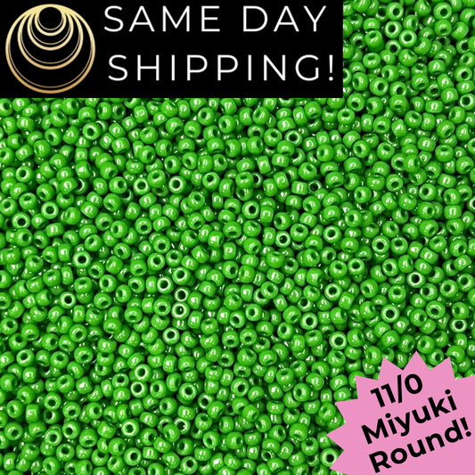 11-0411 11/0 Miyuki Opaque Green Round Rocaille Seed Beads