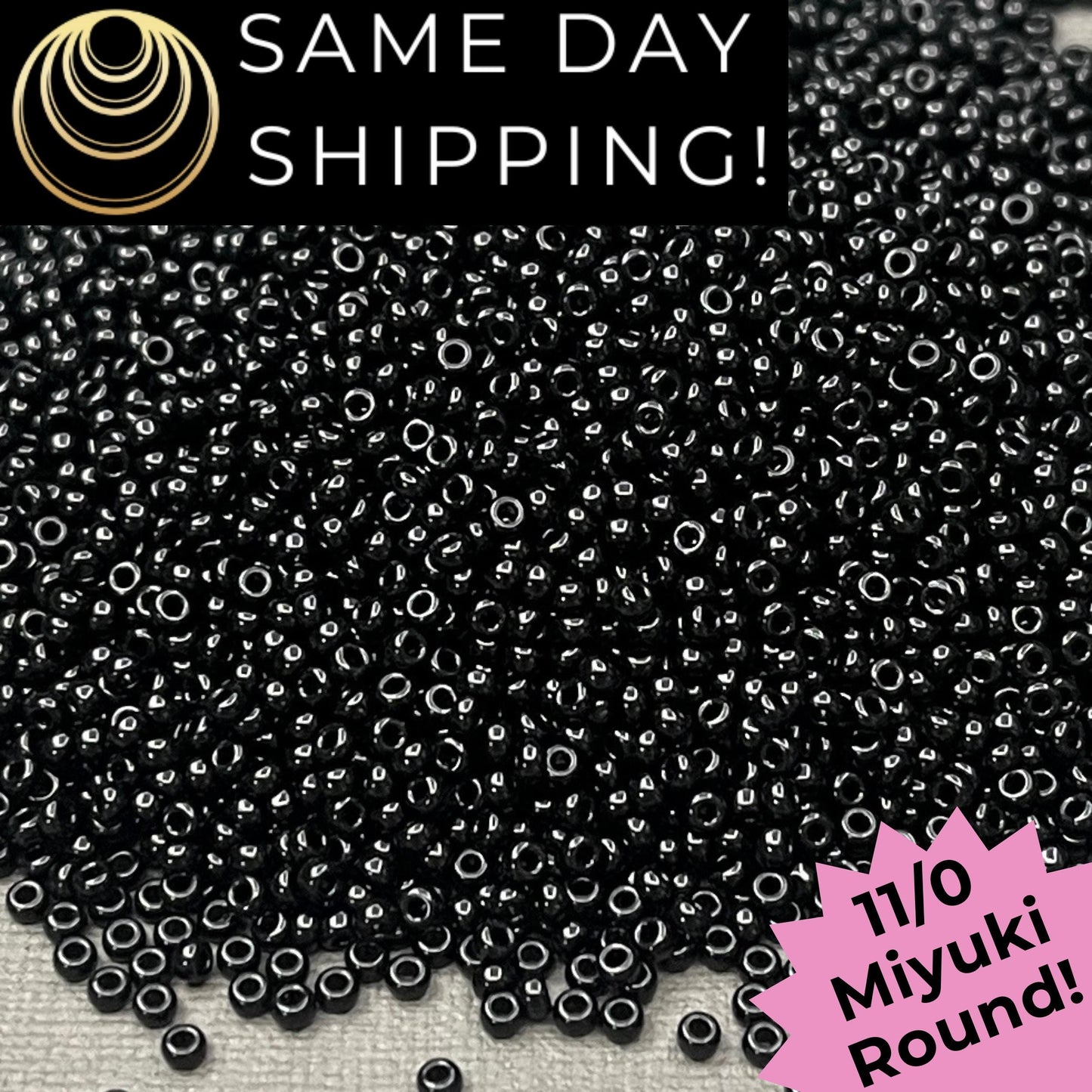 11-0401 11/0 Miyuki Opaque Black Round Rocaille Seed Beads
