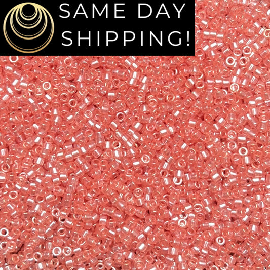 DB1481 11/0 Miyuki Delica Beads Transparent Salmon Luster