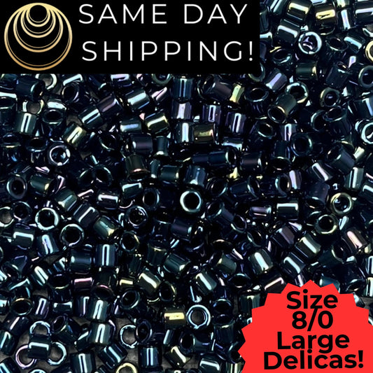 DBL0002 8/0 LARGE Miyuki Delica Beads Metallic Midnight Blue AB