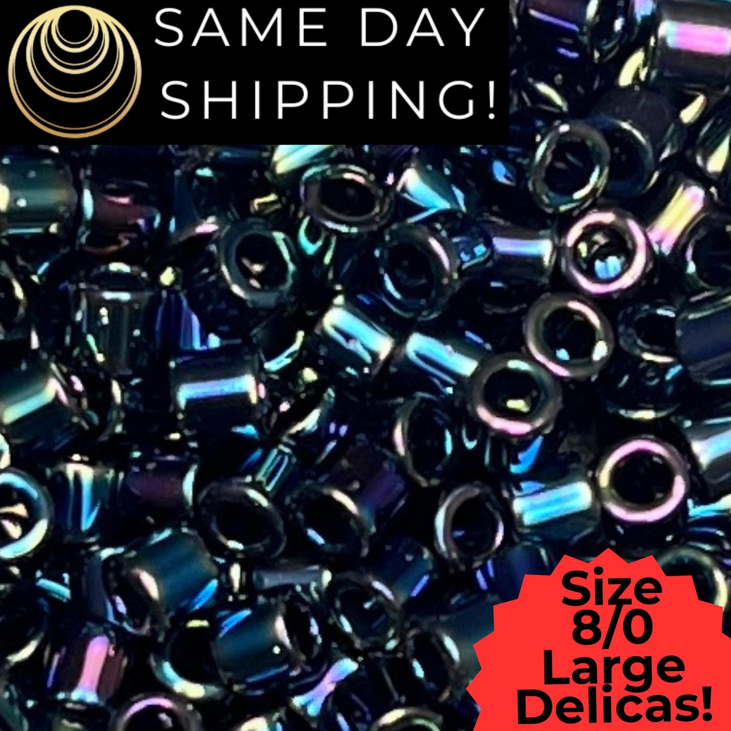 DBL0005 8/0 LARGE Miyuki Delica Beads Metallic Blue AB
