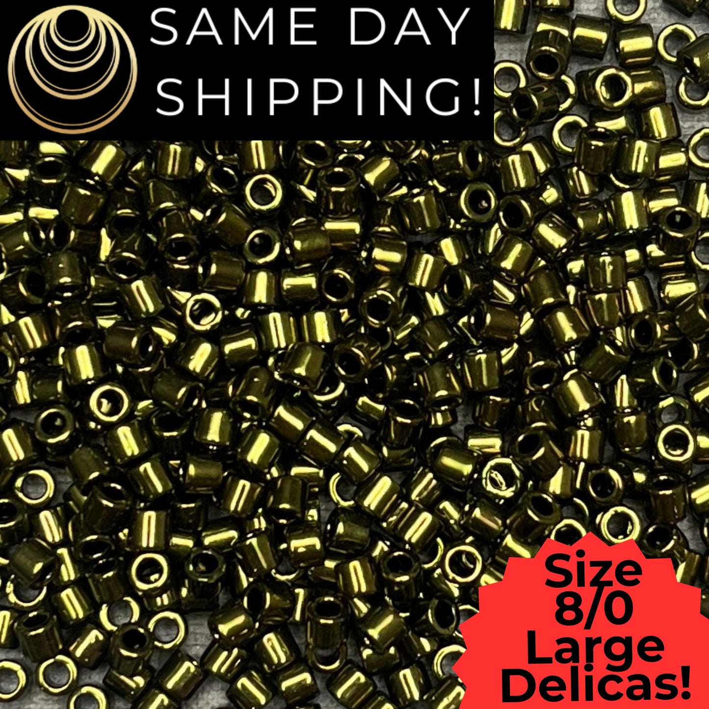 DBL0011 8/0 LARGE Miyuki Delica Beads Metallic Olive Green