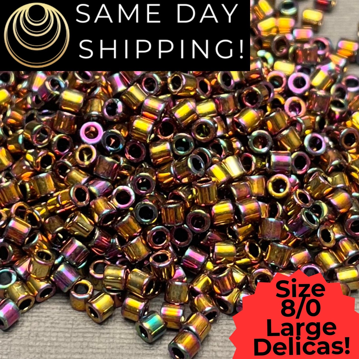 DBL0023 8/0 LARGE Miyuki Delica Beads Metallic Light Bronze Rainbow